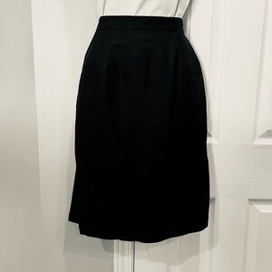 Vintage Parisian Signature Black Linen Blend Midlength Women's Skirt